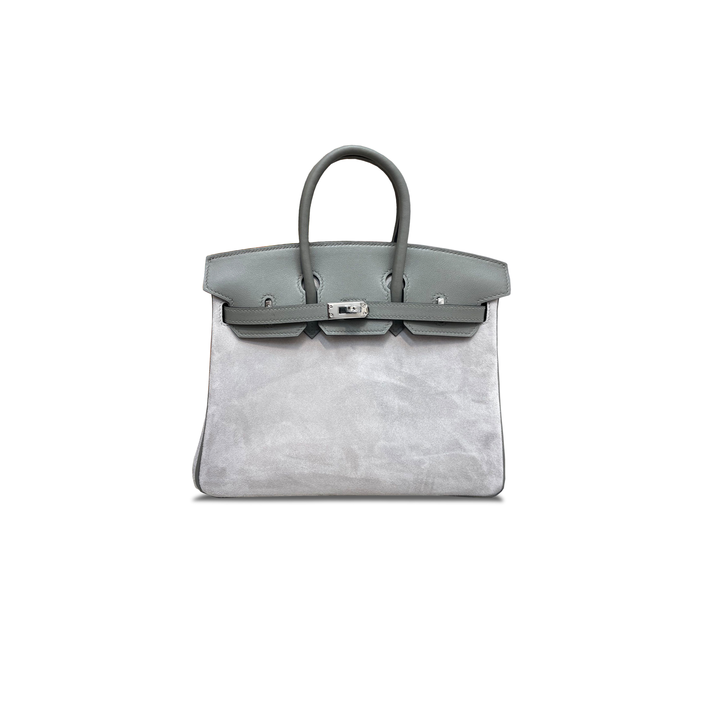 HERMÈS BIRKIN 25 CHAMOIS CUMULONIMBUS GREY SILVER BUCKLE H028369CC85 (25*20*13cm)